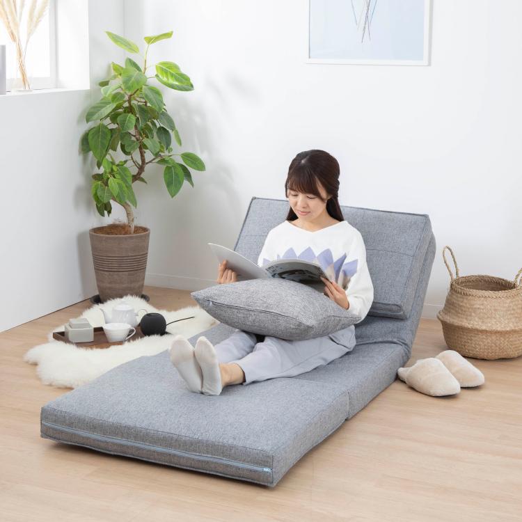 グレー】ソファ ソファベッド フロアソファ 幅160 6段階リクライニング