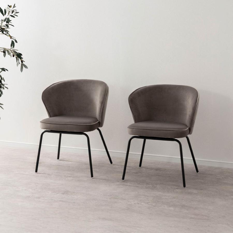 ダイニングチェア ブラック ベルベット生地 椅子 チェア tac INTERIOR ダイニングチェア 2脚セット ファブリック