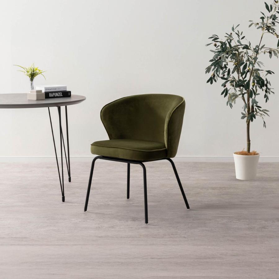 tac INTERIOR ダイニングチェア 2脚セット ファブリック アイアン脚