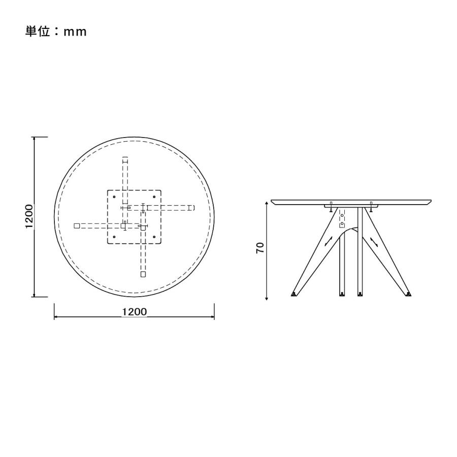 丸テーブル ダイニング 白 高さ70cm 120 cm 丸 デザイン ラウンド テーブルダイニング ホワイト ベージュ 丸型 木製 食卓 シンプル ナチュラル｜tac｜14