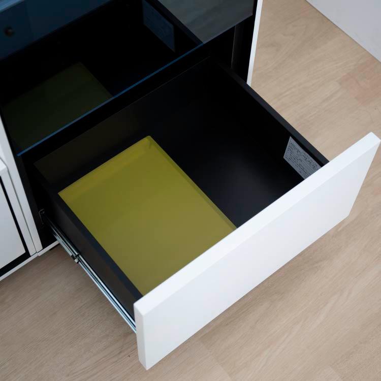 シギヤマ家具工業 キャビネット スリム 完成品 白 黒 50cm 幅 リビング