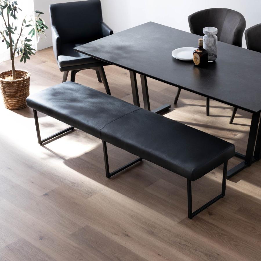 柏木工 ③ 椅子 アームチェア 黒 レザー インテリア ダイニング ブラック シギヤマ家具工業 ダイニングベンチ ブラック 3人 北欧 170cm 三