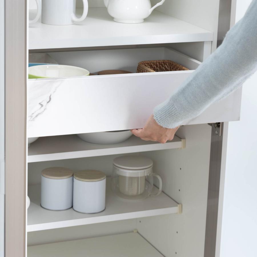 シギヤマ家具工業 食器棚 ガラス キッチンボード 40 cm 幅 開き扉