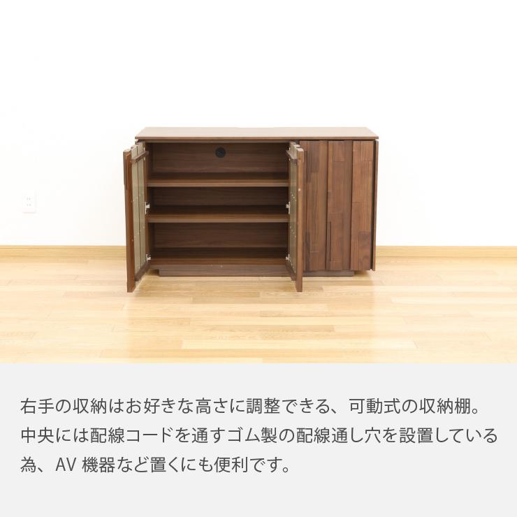 リビングボード サイドボード 幅 118 cm 完成品 北欧 収納 引出 118cm 幅 ハイタイプ テレビ台 リビング収納 棚 ウォールナット つき板 天然木 無垢材 木製_4