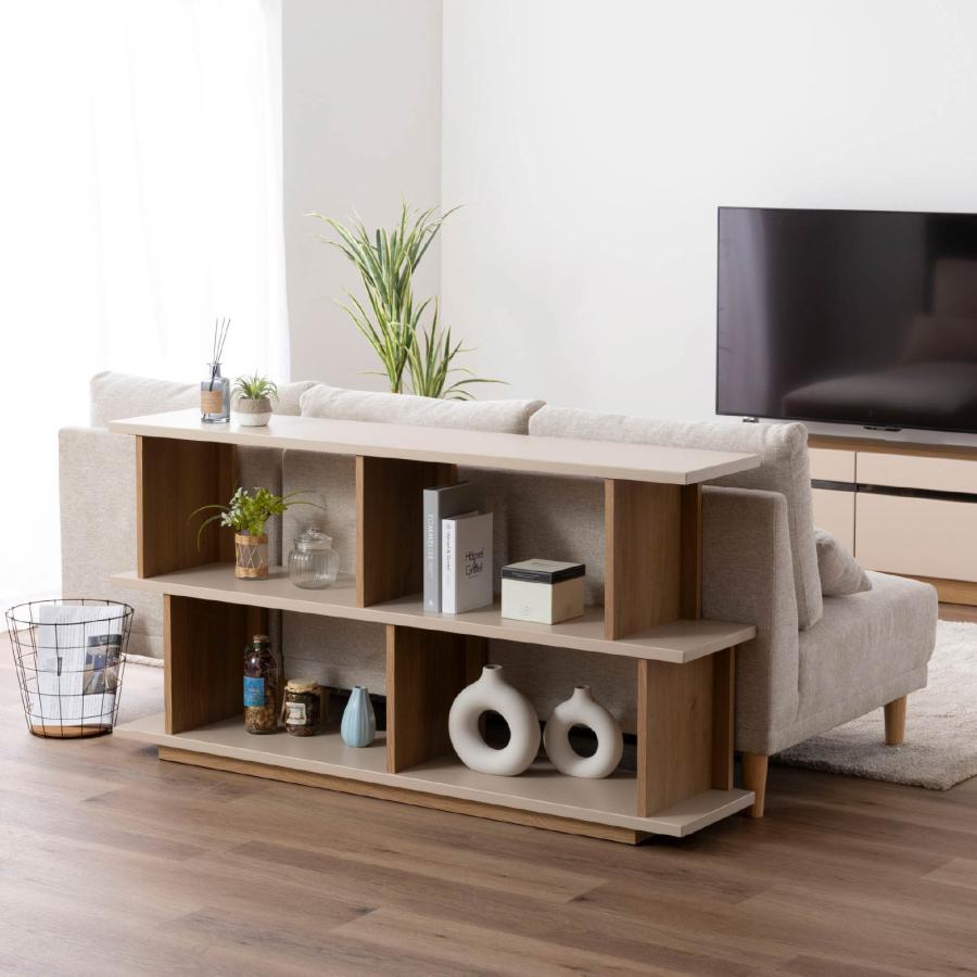 ラック 幅 150 cm シェルフ オープンラック オープンシェルフ 魅せる 収納 収納棚 リビング収納 オープン 150cm 幅 塩ビシート コート紙 トープ ベージュ_15