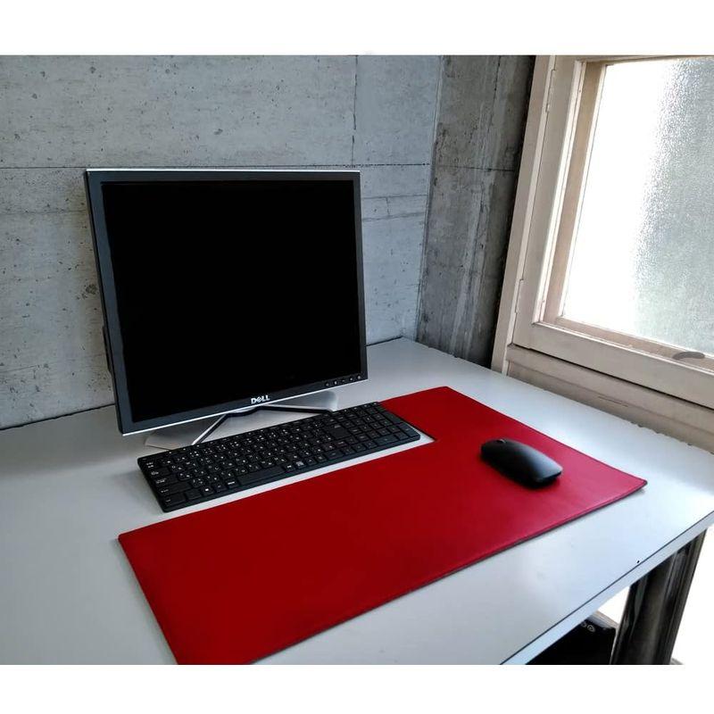 国産 かばん屋さんの手作り 片面 レザー デスクマット 最大約37.5×61cmのL字型 キーボード/マウス 用 (ブラック) 国産 かばん屋さんの手作り 片面 レザー デスクマット 最大約37.5×61cmのL字型 キーボード マウス 用 (チェリーレッド)
