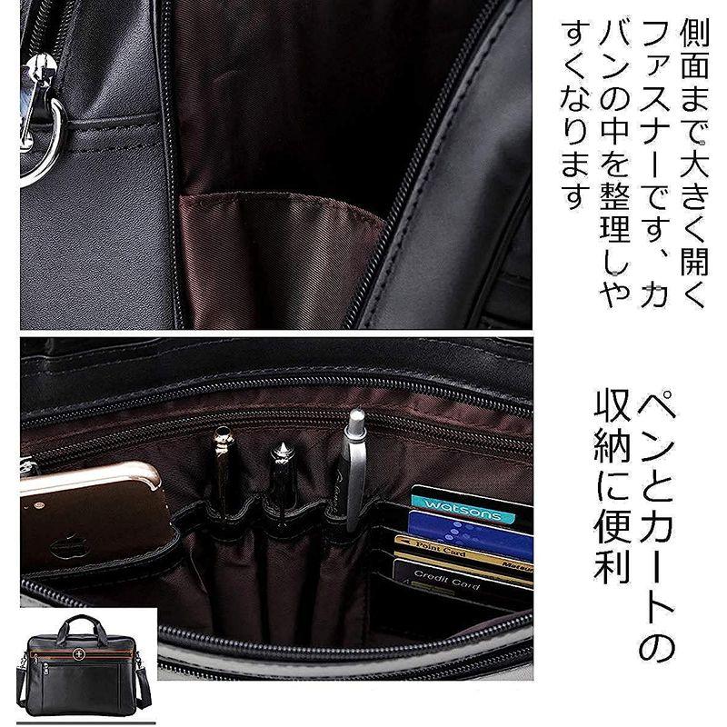 Ariga ビジネスバッグ メンズ 本革 牛革 2way A4対応 自立 大容量 ブリーフケース レザー 通勤 出張 就活 ブラック 牛革 本革 レザー ビジネスバッグ メンズ 2way A4対応 自立 大容量 ブリーフケース 通勤 出張 就活 ブラック サイズ