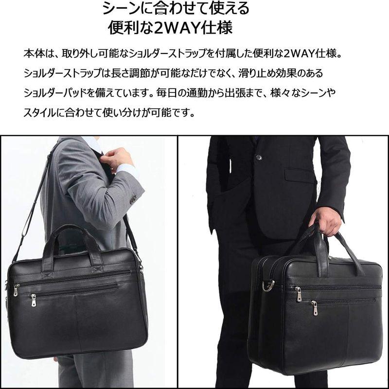 Ariga ビジネスバッグ メンズ 本革 牛革 2way A4対応 自立 大容量 ブリーフケース レザー 通勤 出張 就活 ブラック 牛革 本革 レザー ビジネスバッグ メンズ 2way A4対応 自立 大容量 ブリーフケース 通勤 出張 就活 ブラック サイズ