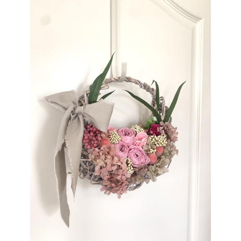 Lulus ルルズ プリザーブドフラワーのバスケットアレンジ ナチュラル ハーフ リース プリザーブドフラワー ドライフラワー サイズ:高 サイズ ルルズ プリザーブドフラワーのバスケットアレンジ ナチュラル ハーフ リース プリザーブドフラワー ドライフラワー 高