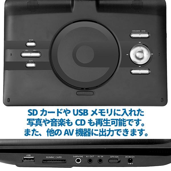 ポータブルDVDプレーヤー 12.5インチ 3電源対応 内蔵バッテリー