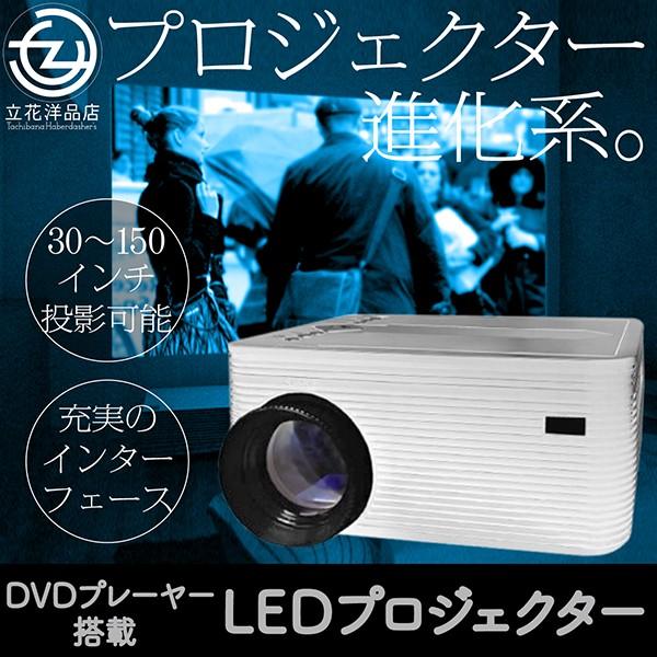 プロジェクター DVDプレーヤー搭載LEDプロジェクター LED RCA HDMI VGA イヤフォン出力 USB2.0ポート micrkSDスロット リモコン