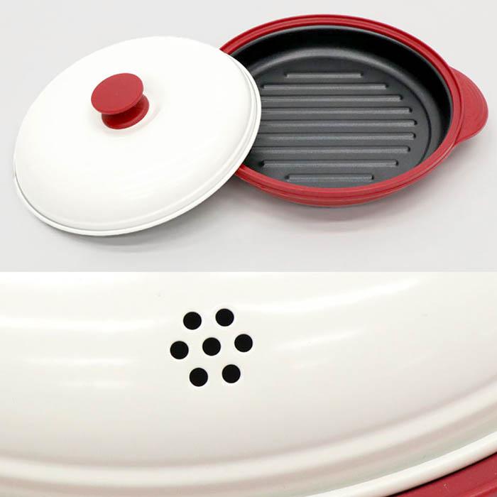 電子レンジ 調理器 らくらくクック 浅型 グリルタイプ 一台八役 焼く 炒める 茹でる 煮る 蒸す 炊く 温めなおす アレンジ フタ付き レシピ付き RRK-MS |  | 07