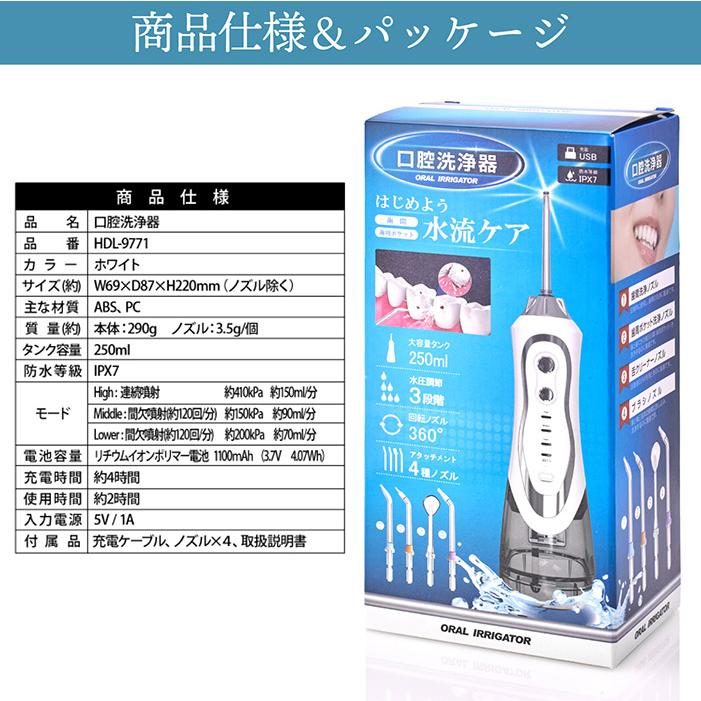 口腔清浄機 口腔洗浄器 口腔洗浄機 充電式 口内ケア歯間 歯周ポケット 4種