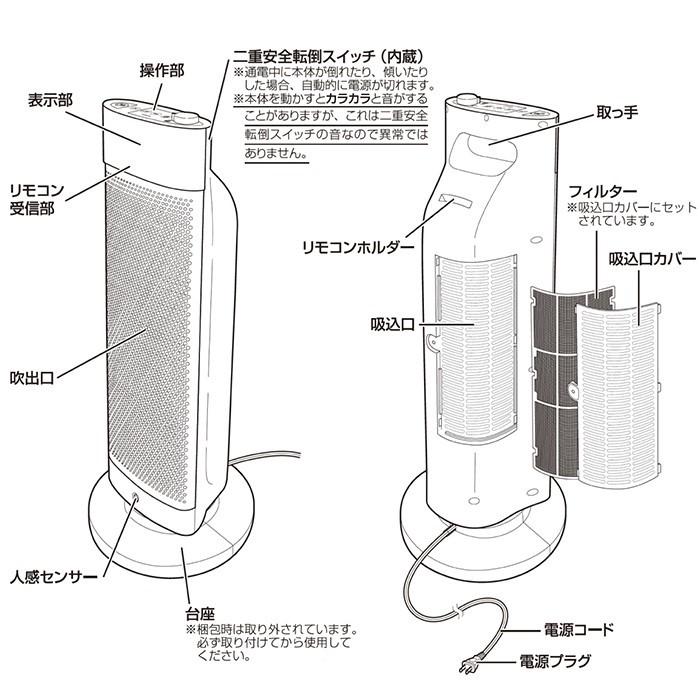 ファンヒーター セラミックヒーター 人感センサー 室温センサー 強弱