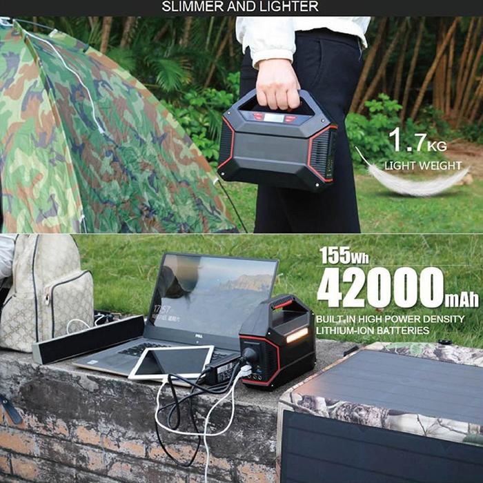 発電機 ポータブル電源 42000mAh 100ワット 超軽量 USBポートx3 AC電源