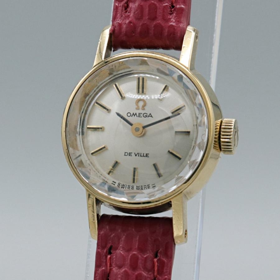 Oh済 1970年 オメガ デビル カクテル オメガ K18 レディース腕時計 カットガラス ヴィンテージ Cal485 アンティーク