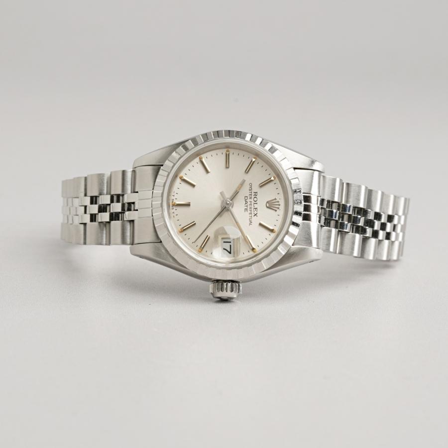 ロレックス オイスターパーペチュアルデイト レディース時計 OH済 Oyster Perpetual Date 79190(K) 箱 保証書 SS レディース時計 シルバー OH・仕上げ済 2001年 美品 【中古】 ロレックス オイスターパーペチュアルデイト レディース時計 OH済