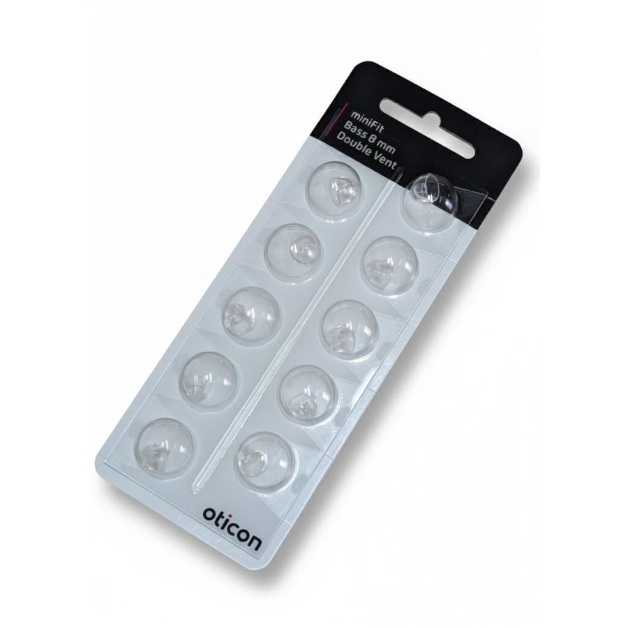 パッケージ凹み　オーティコン/oticon/補聴器用耳栓/ミニフィット ベースドーム ダブルベント/直径8mm/10個入り（Yahoo!・立川補聴器センターYahoo!店）
