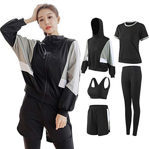 日本限定モデル ヨガウェア レディース スポーツウェア Genfien ゲフィエン トレーニングウェア 5点セッ 上下 ランニングウェア ジャージ スウェット上下セット Www Fattoriabacio Com