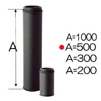 ストロング断熱黒耐熱ステンレス 二重煙突 直筒L500mm φ150mm バンド1