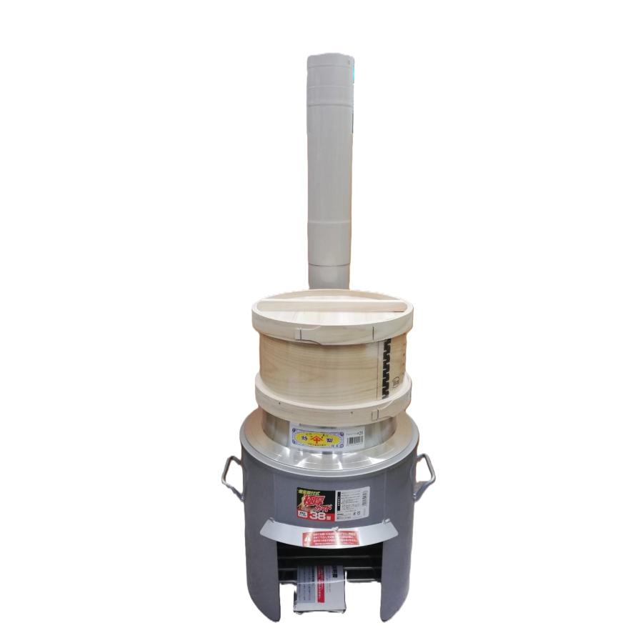 特選国産品 お徳5点セット) 煙突付き 極厚かまど 38型 OS-0659 羽釜