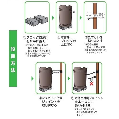 AZ雨水タンクII 雨水タンク2 185L 径580mm×高さ835mm 茶色 日本