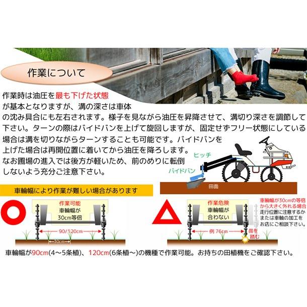 水田用溝切機 PDS-2 ヒッチ無 田植機アタッチメント溝切機 田植機用溝