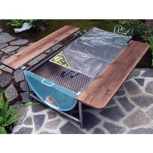 ドラム缶バーベキューコンロ Fセット (焼網50×80cm、木炭2箱、皿 ドラム缶バーベキューコンロ Fセット (焼網50×80cm、木炭2箱、皿