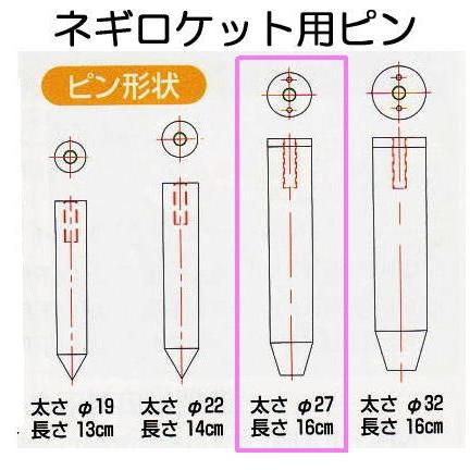 ハラックス ネギロケット用ピン φ27mm×16cm N-P27 長ネギ定植用穴あけ