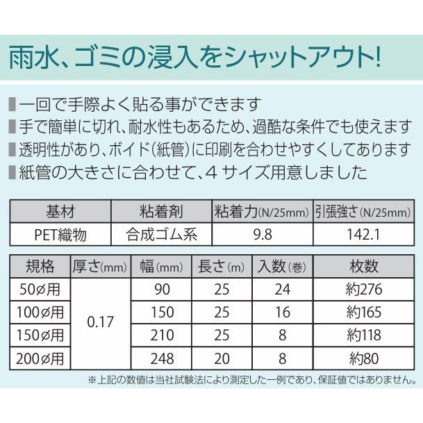 個人宅配送不可) 1ケース(16巻入) オカモト ボイドテープ φ100 150mm