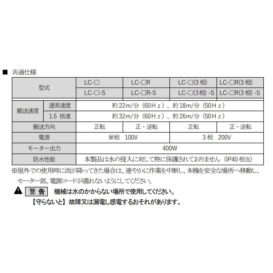 受注生産 送料別途見積) 軽コン LC-435A (平ベルト 防滑タイプ) 機長
