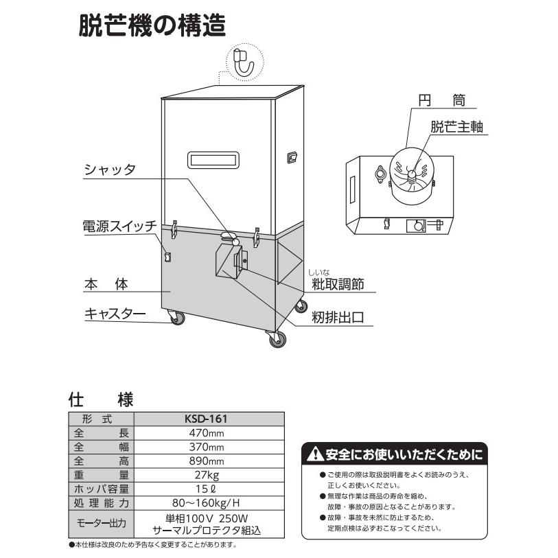 欠品中 2026年分完売）(個人宅配送不可) 連続脱芒機 KSD-161 啓文社