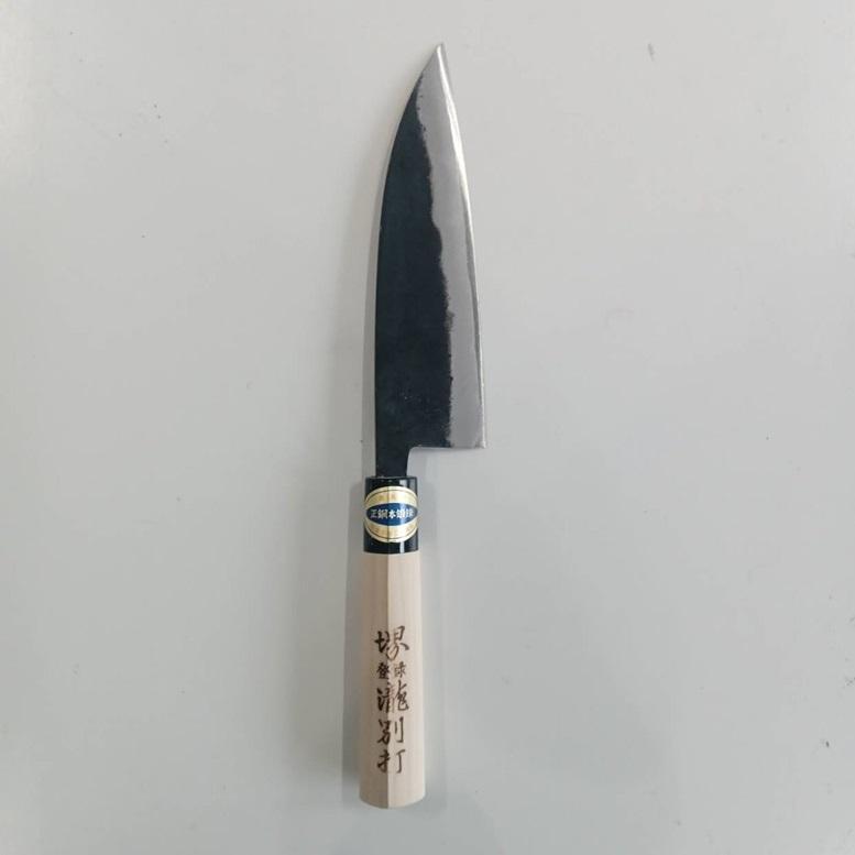 堺　？？　黒打ち 特選国産品 黒打ち包丁 船行 165mm 三徳包丁 堺登録 瀧別打 黒打