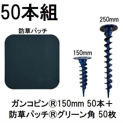 50本組セット) ザバーン ガンコピン150mm 50本+防草パッチ 50枚