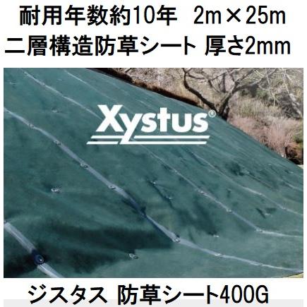 約10年耐用 ジスタス 防草シート 400G 2m×25m 厚さ2mm グリーン