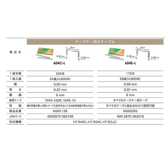 MAX テープナー用 ステープル 604C-L マックス (zmN5)｜tackey｜02