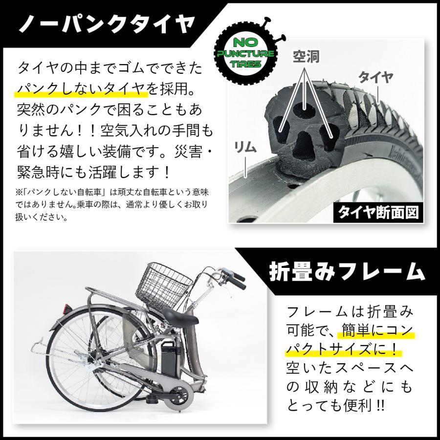 ACTIVEPLUS ノーパンク電動アシスト自転車 MG-AP26EBN 26インチ ミムゴ