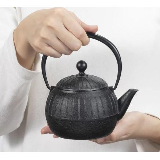 及源鋳造 (正規品 特選国産品) 南部鉄器 鉄急須 千草 黒 0.55l E-098