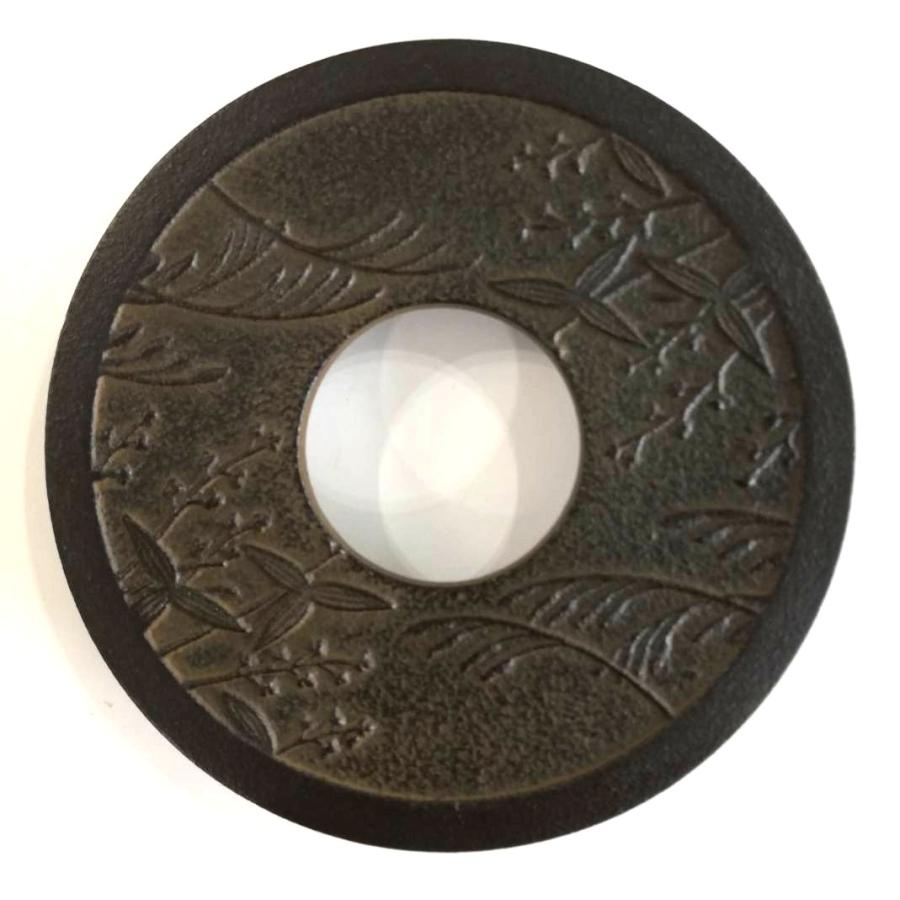 及源鋳造 (正規品 特選国産品) 南部鉄器 鉄急須 瓶敷 草花 D-240 (φ140