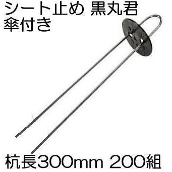200組セット) 黒丸君 (黒丸君板 4穴 黒 と スチール杭 足長30cm