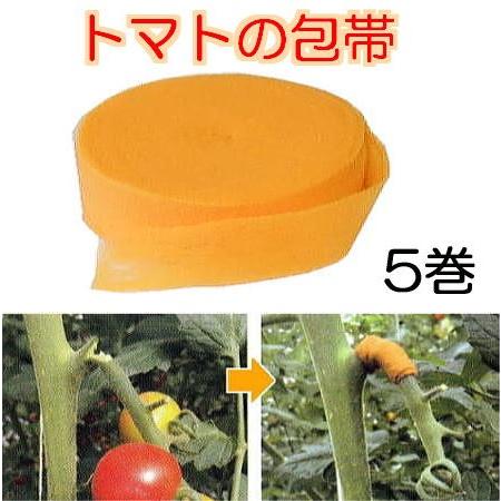 5巻セット) トマトの包帯 オレンジ 25mm幅×5m 手でちぎる 伸縮性