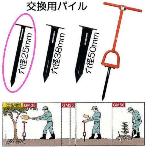 サンエー モーラー 交換用パイル 25mm (打込み式 穴あけ器) 穴径25mm