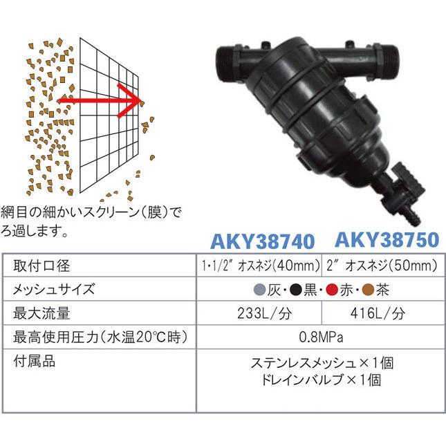 ろ過器 スクリーンフィルター AKY38740 取付口径40mm サンホープ 濾過器 サンドフィルター｜tackey｜02