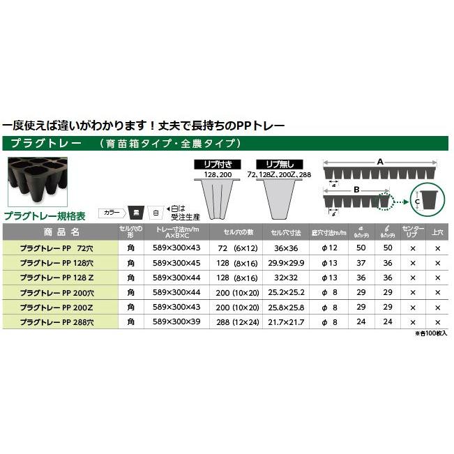 100枚入) 育苗トレー プラグトレー PP 200Z リブ無し 黒 589×300×43