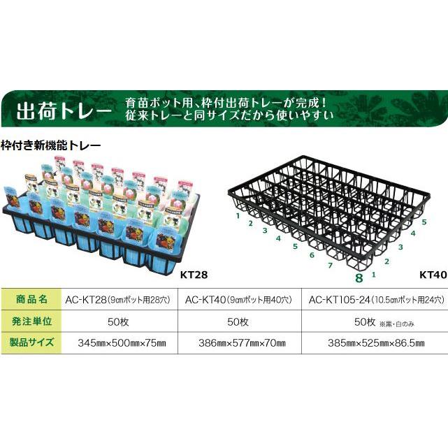 50枚入) 飛び出し防止トレー 出荷トレー AC-KT40 (9cmポット用40穴) 黒