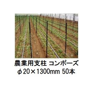 50本セット) 農業用支柱 コンポーズ コンポーズパイプ 20mm×1.3m 黒 20 