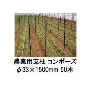50本セット) 農業用支柱 コンポーズ コンポーズパイプ 33mm×1.5m 黒 33