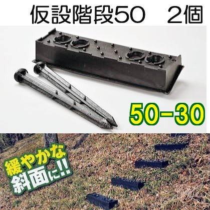 2個セット 2段) 傾斜面用 プラ 仮設階段 50-30 50型 幅500mm 傾斜角度