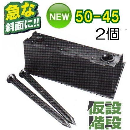 2個セット 2段) 傾斜面用 プラ 仮設階段 50-45 50型 幅500mm 傾斜角度