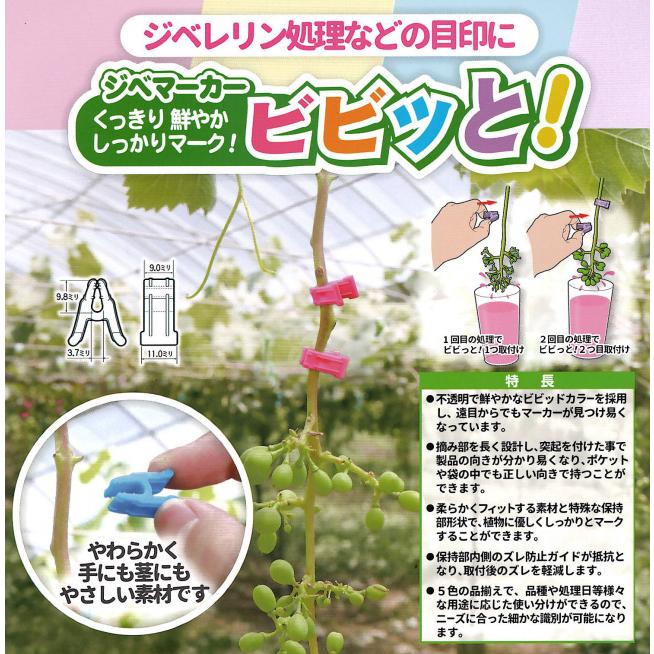 5色 各100個入) ジベマーカー ビビッと (500個) (ピンク イエロー